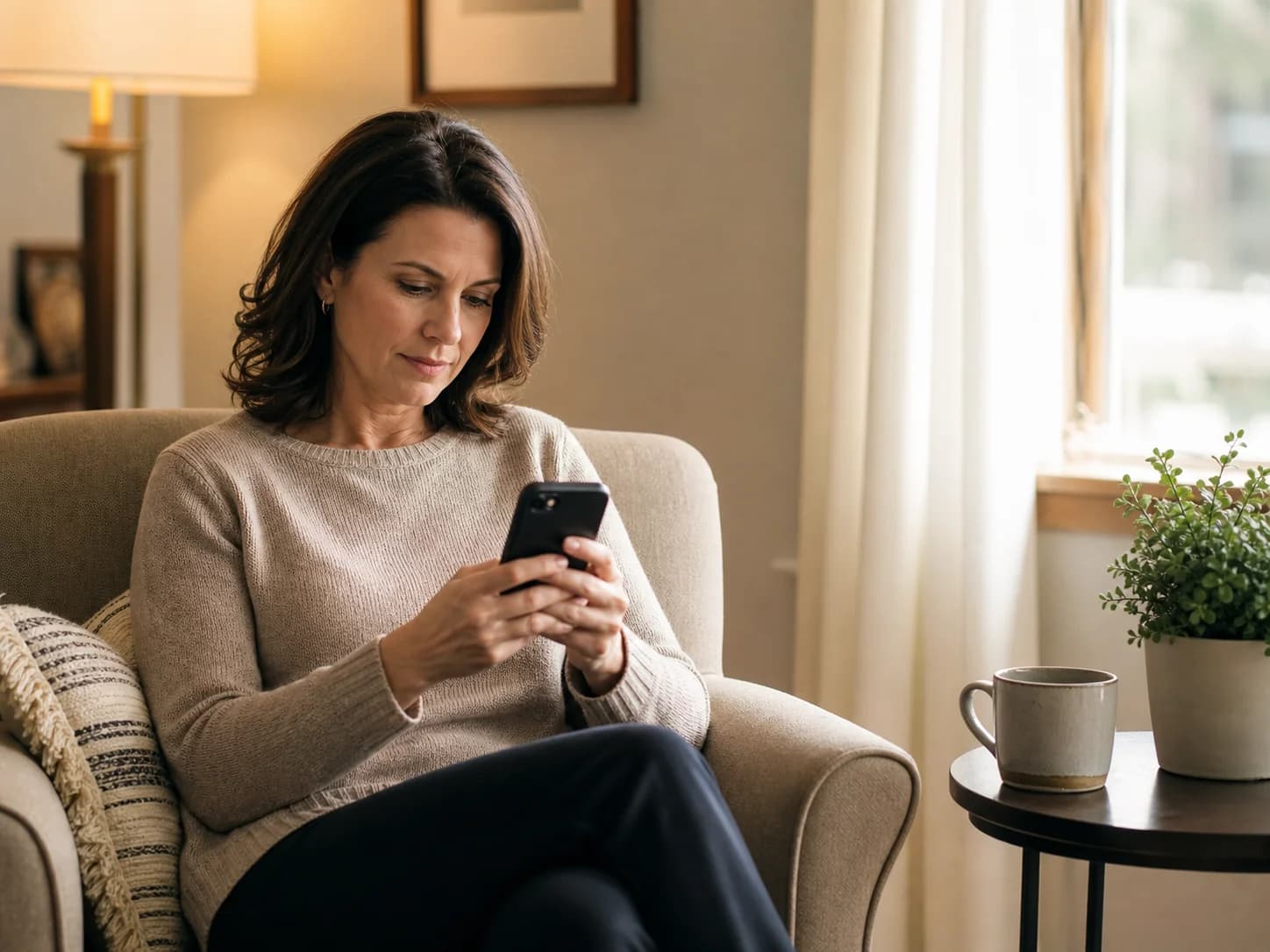 A small group leader preparing on a phone at home